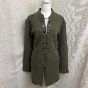 Venario Green Wool Coat Women’s XL 100% Wool Reindeer Buttons Vintage Style